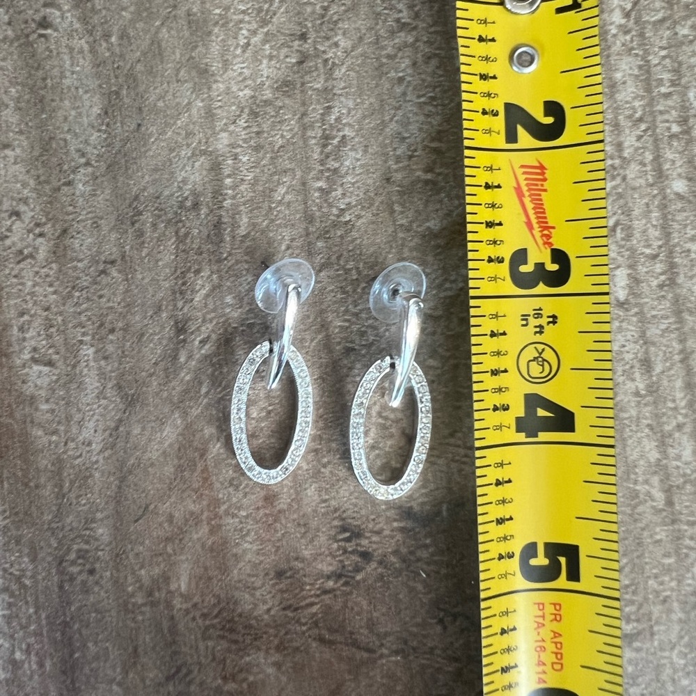 Silver Rhinestone Drop Earrings - Picture 2 of 3